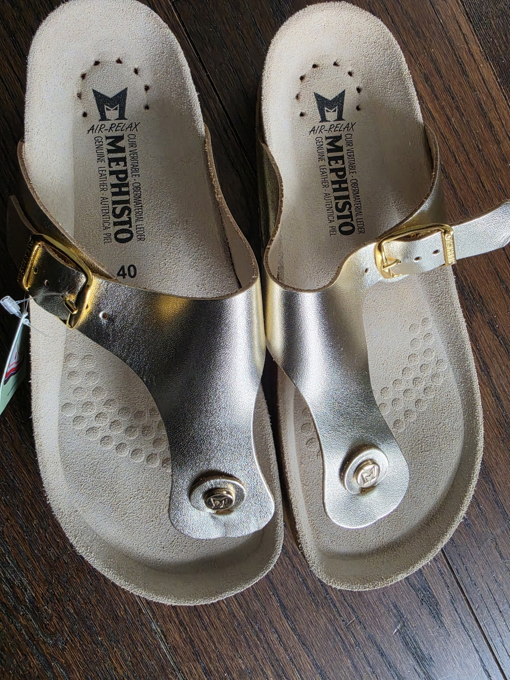 Mephisto Women's Metallic Silver Leather Thong Sandals